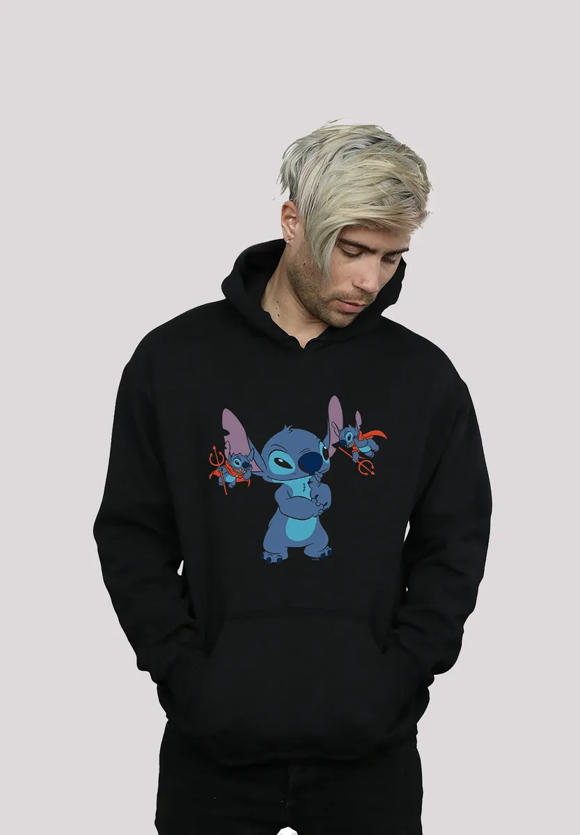

Толстовка F4NT4STIC "Lilo And Stitch Little Devils", мужская, премиум-мерч, приталенный крой, худи, с принтом, черный