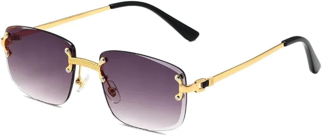 

Солнцезащитные очки с защитой UV400 | Без оправы, без заклепок, в стиле панк, с разноцветными линзами | Для женщин и мужчин, для занятий спортом на открытом воздухе и вождения DSVIGF, Gold Gray