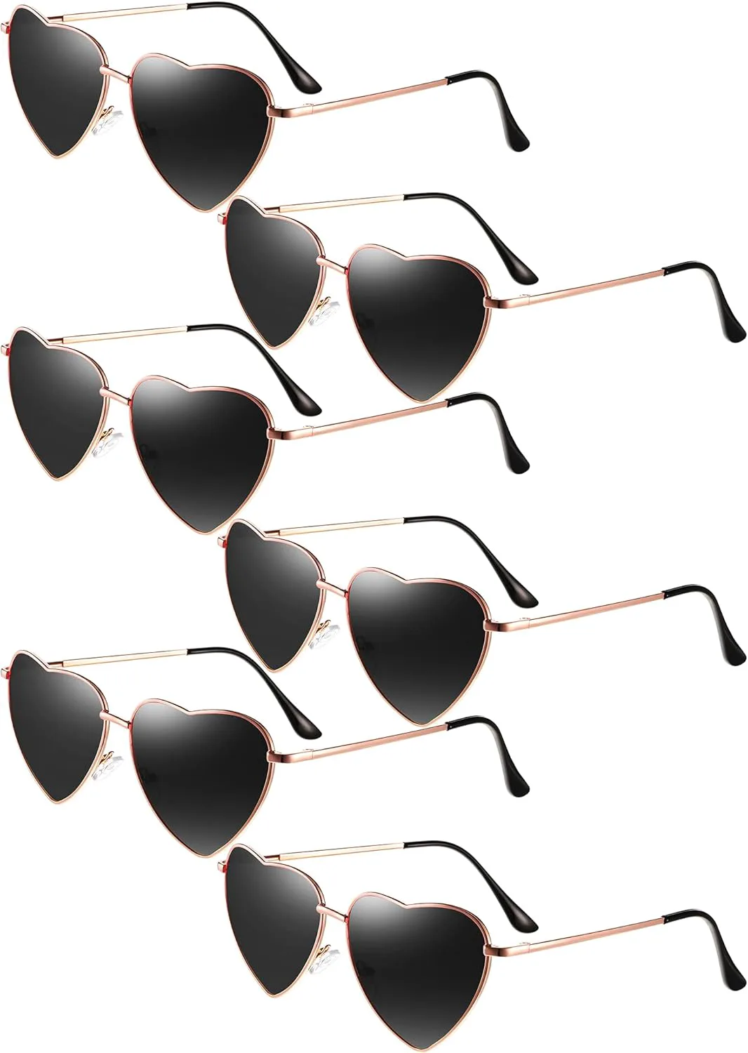 

Солнцезащитные очки Frienda в форме сердца, 6 пар, винтажная оправа в форме сердца ко Дню святого Валентина, разноцветные металлические ретро-очки для женщин, Gray