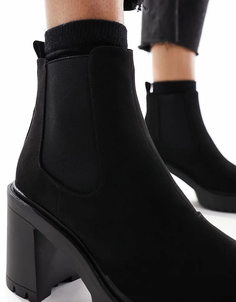 Женские ботинки челси  ASOS DESIGN Elma на массивном каблуке, черный — фото 3