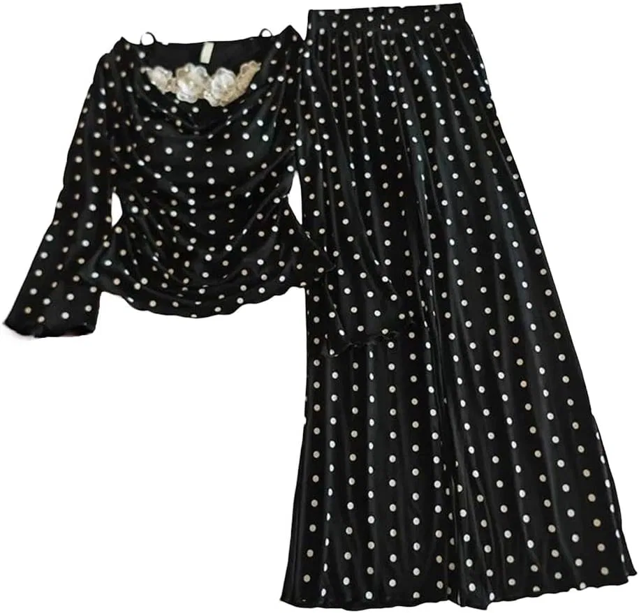Комплект пижамы модал, Women's Elegant Chest Pad Long Sleeve Pants Suit, 6