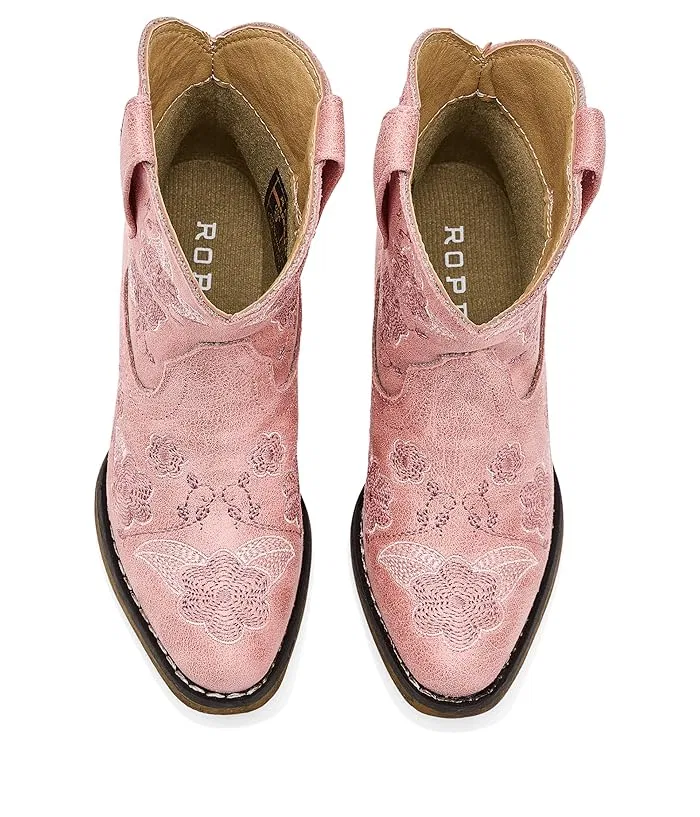 Ботинки с цветочной вышивкой Blossom Roper Kids, Pink Vintage Faux Leather — фото 3