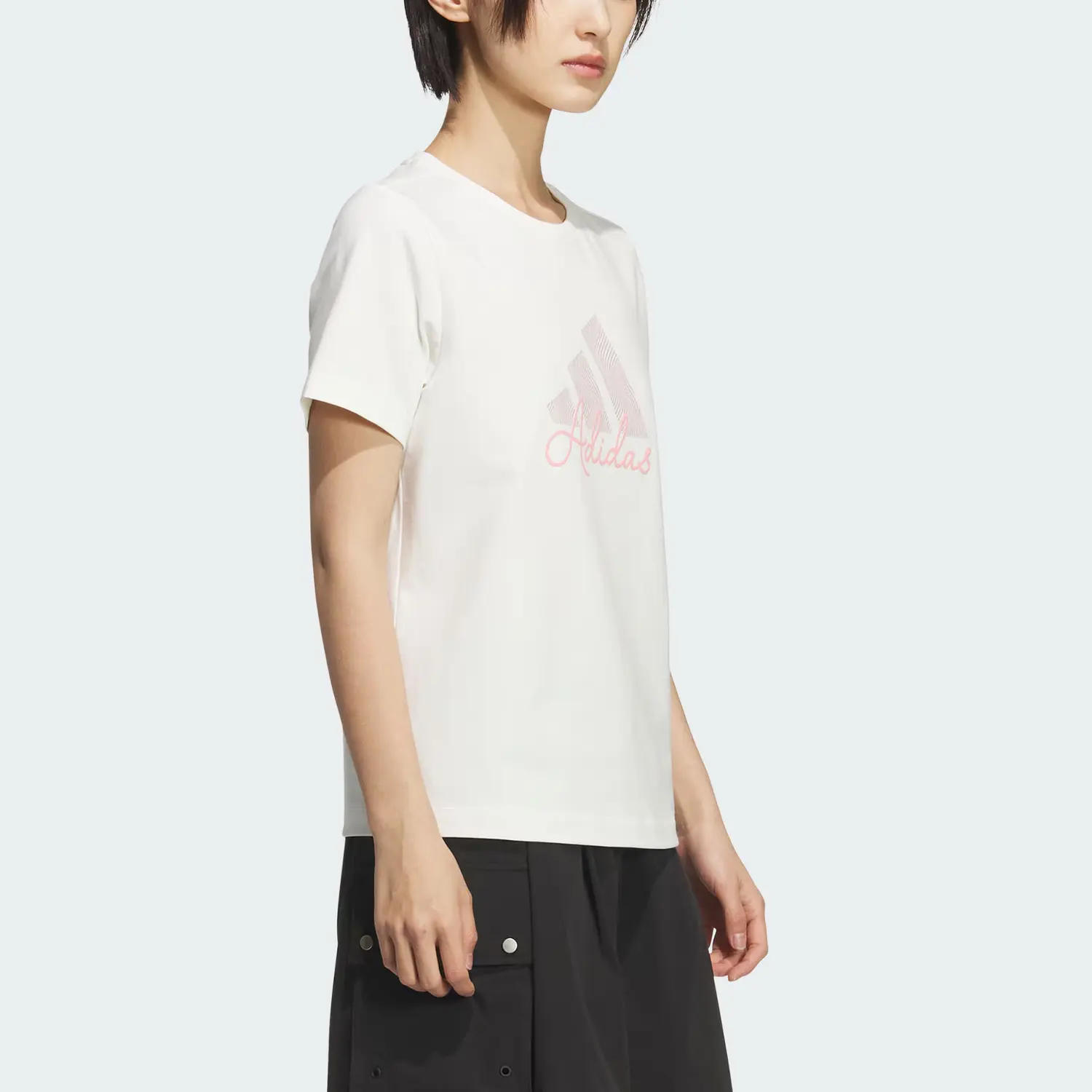 Футболка MUST HAVES SS25 женская Adidas, белый/розовый — фото 4