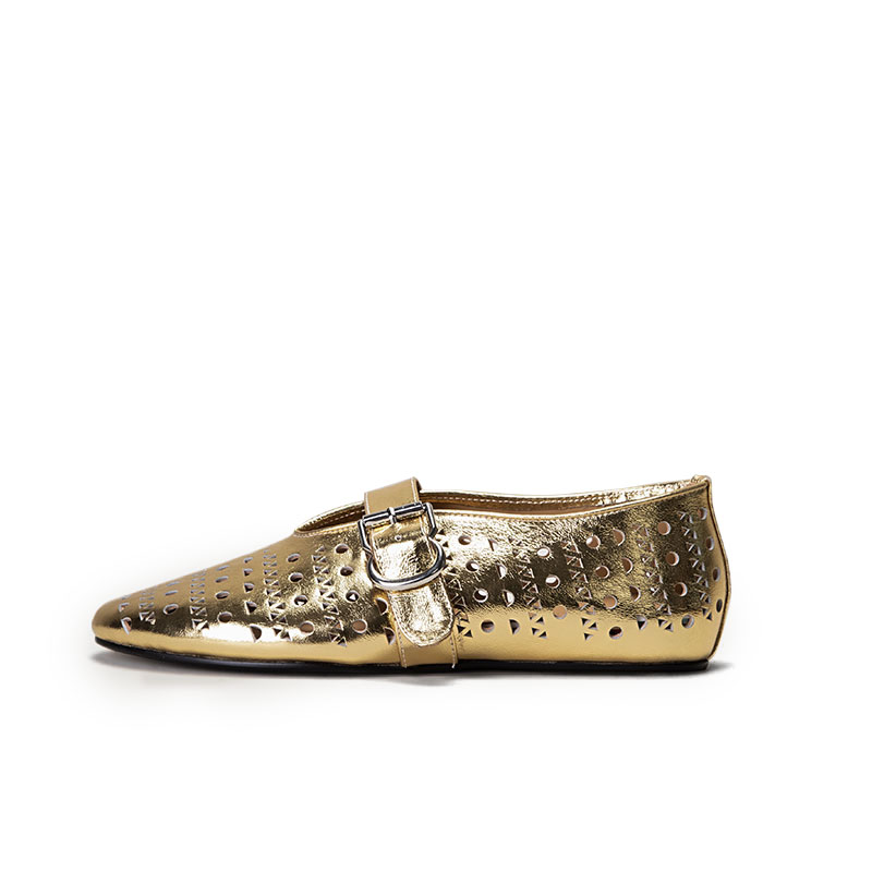SHOEMAKER QUEEN Стильные золотые балетки Flat Mary Jane, цвет Stylish Gold