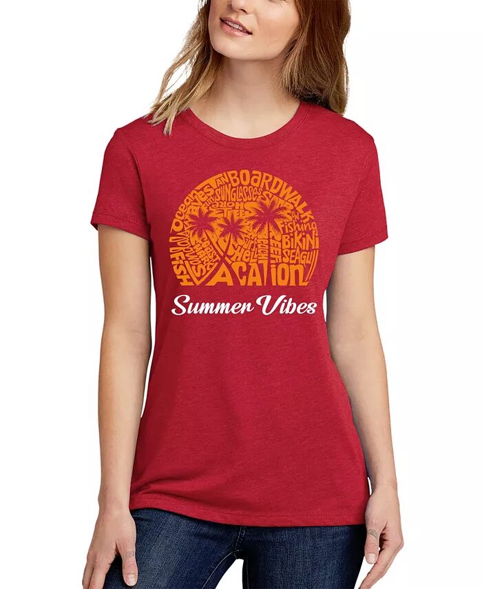

Женская футболка Summer Vibes Premium Blend Word Art LA Pop Art, красный