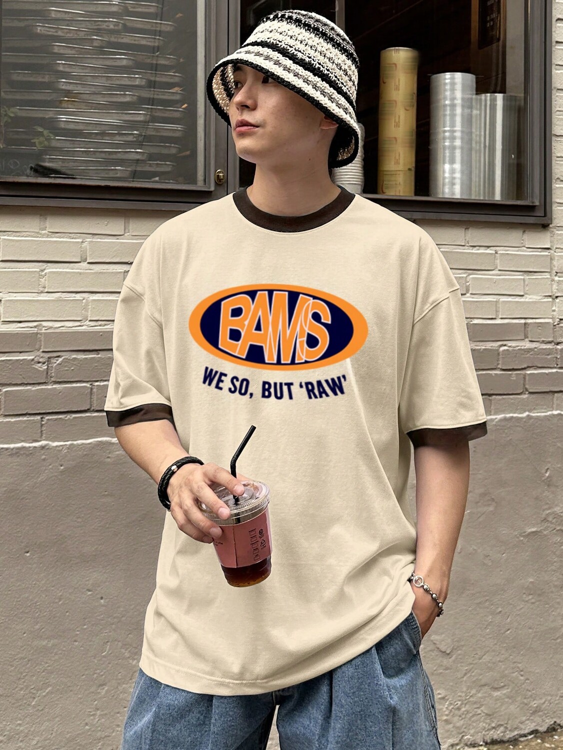 

Мужская летняя повседневная футболка с буквенным принтом и короткими рукавами Dazy, кремовый/бежевый