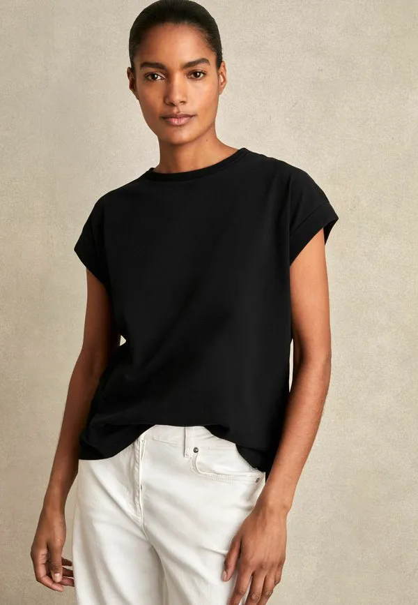 

Классическая футболка tommie с круглым вырезом и начесом Reiss, Black, Черный, Классическая футболка tommie с круглым вырезом и начесом Reiss, Black