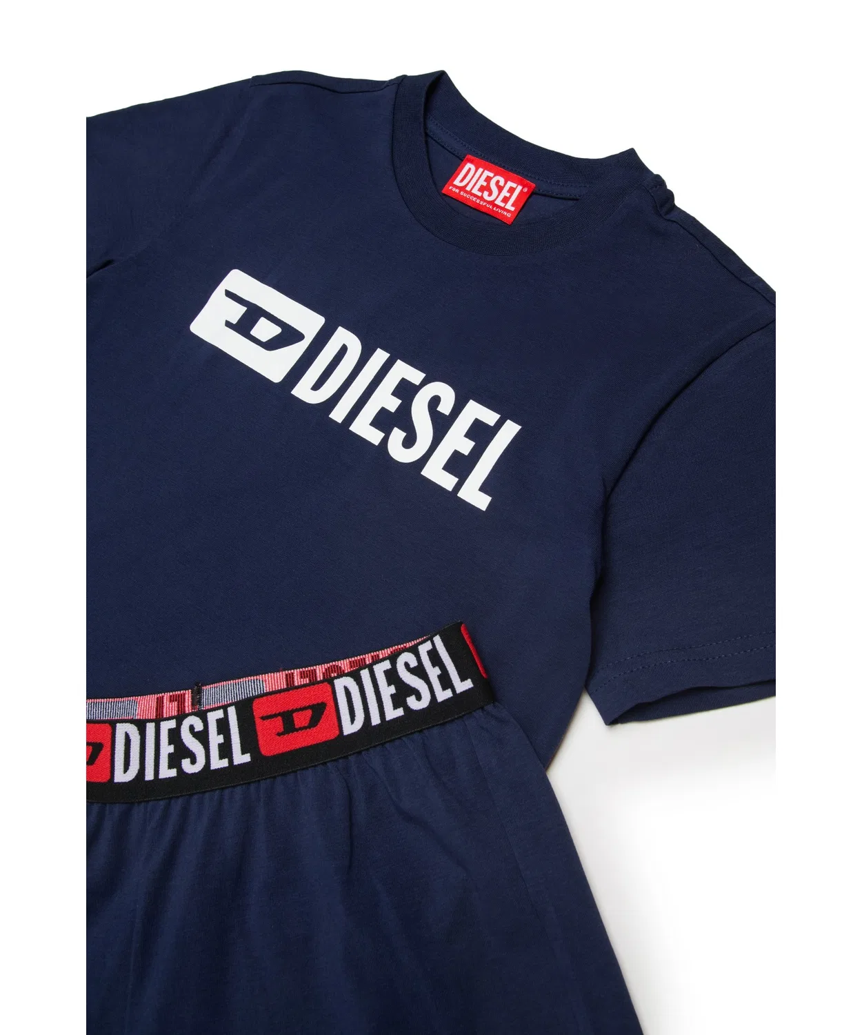 Детская пижама UNFILP бренда Diesel, комплект из футболки и шорт, цвет тёмно-синий — фото 3