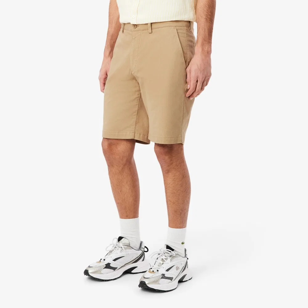 Мужские твиловые шорты-чиносы бермуды бежевые от Lacoste — фото 2