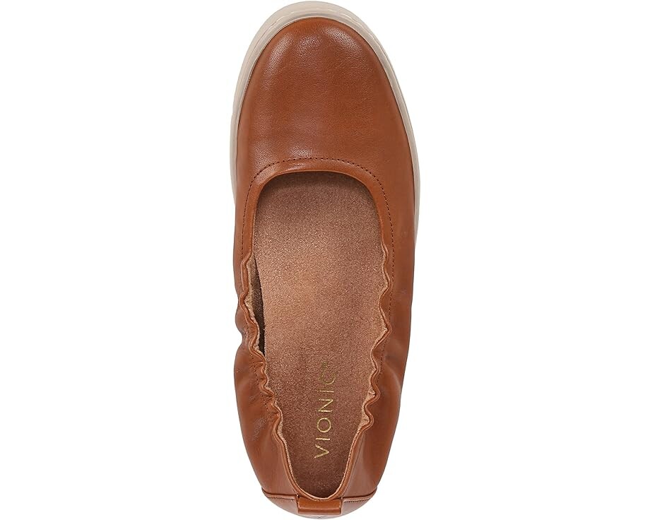 Туфли на плоской подошве VIONIC Uptown Ballet Slip-ons, цвет Tan Brown Leather — фото 2