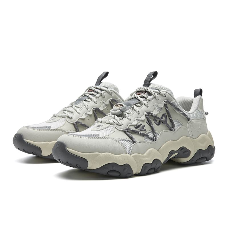 Кроссовки мужские FLUID 6 Cushioning Abrasion Resistant Coverage Lightweight Low top Chunky серые FILA, бежевыйзеленый/белый Agate серый — фото 4