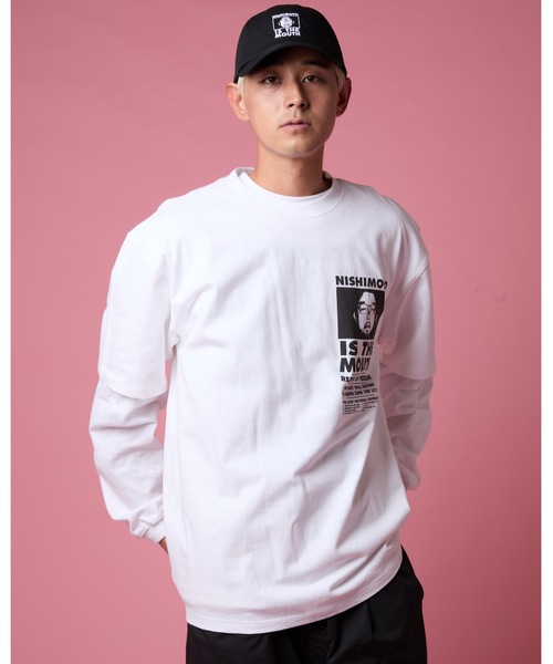 

Футболка классическая с коротким рукавом, бренд One Point, принт Nishimoto Is The Mouth, цвет белый/черный