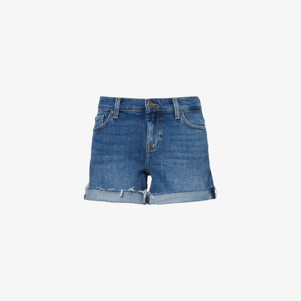 

Джинсовые шорты с рваным краем Mid-Roll 7 For All Mankind, цвет sea