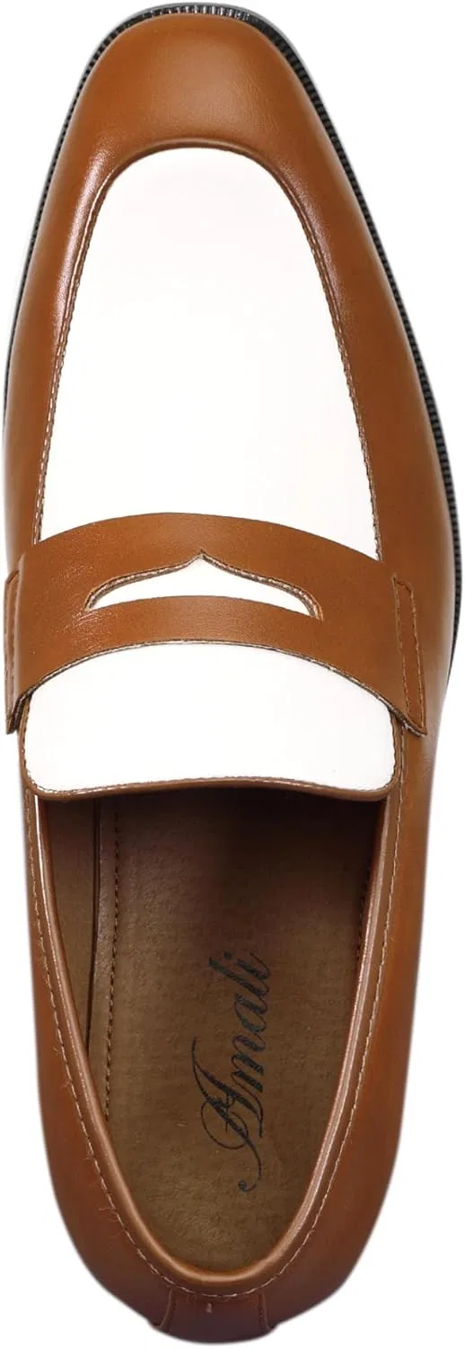 Лоферы двухцветные Amali Levi, Cognac/White — фото 3