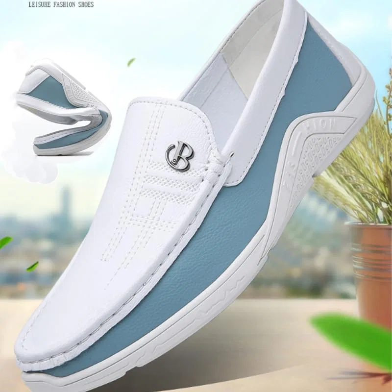 Мужские лоферы на мягкой подошве, Leather Soft Sole, белый GHTRHSB — фото 4