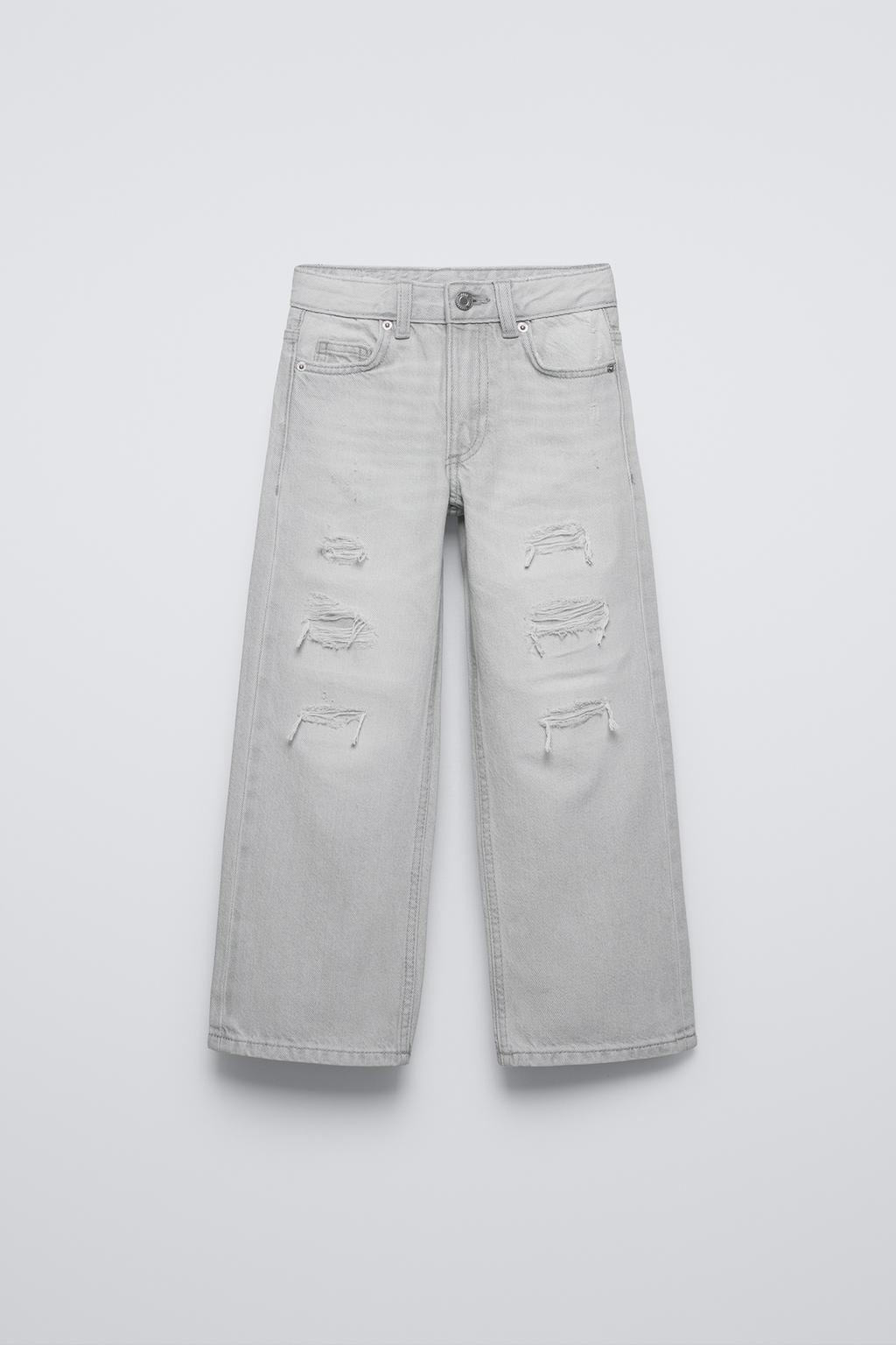 

Рваные широкие джинсы ZARA, серый