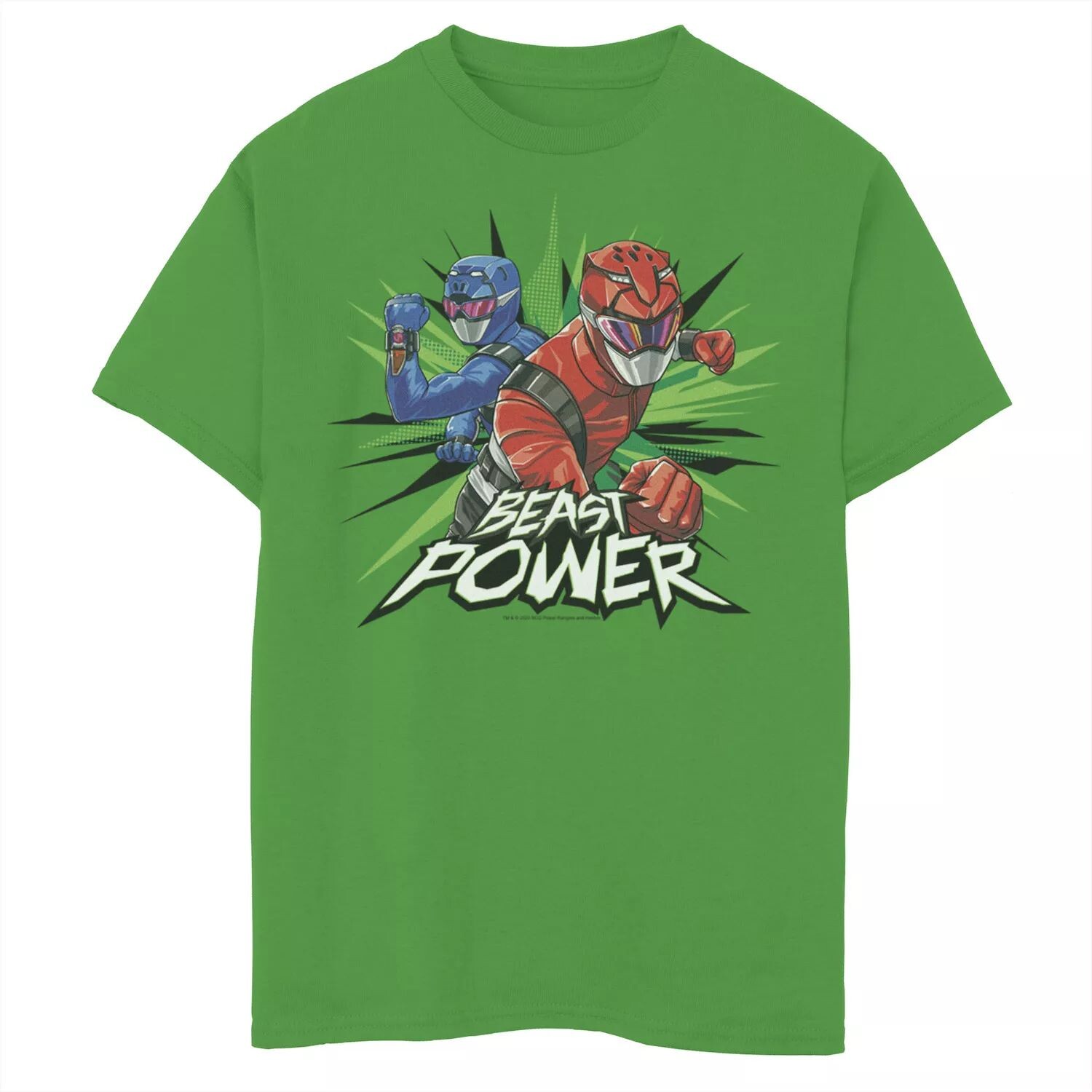 

Футболка с графическим рисунком Power Rangers для мальчиков 8–20 лет Beast Power Action Shot Licensed Character