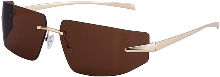 

Мужские солнцезащитные очки без оправы, винтажные прямоугольные солнцезащитные очки без оправы для женщин, солнцезащитные очки с защитой от УФ-излучения UV400 VFDHN, 5