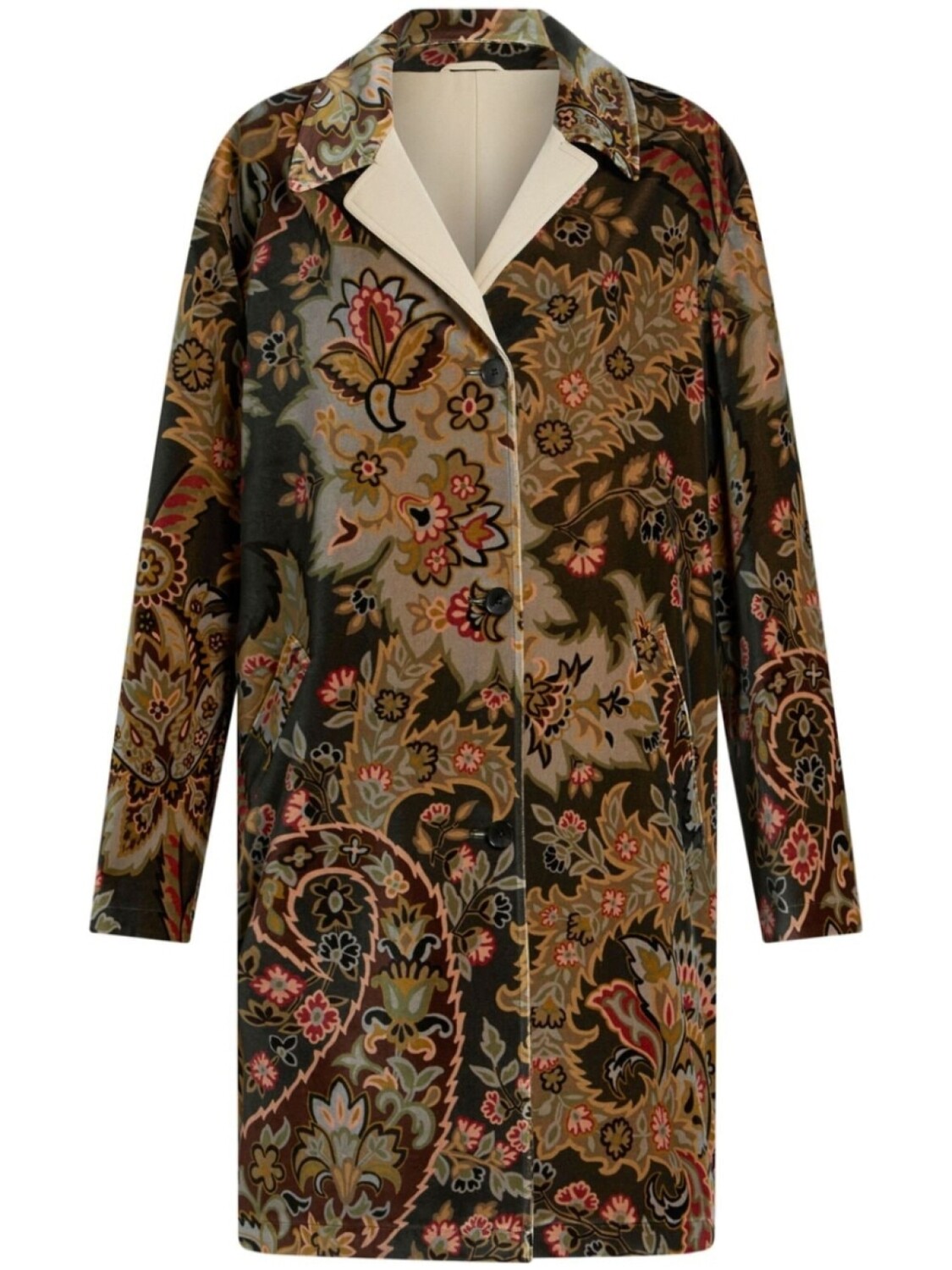 

ETRO бархатное пальто с узором пейсли, коричневый