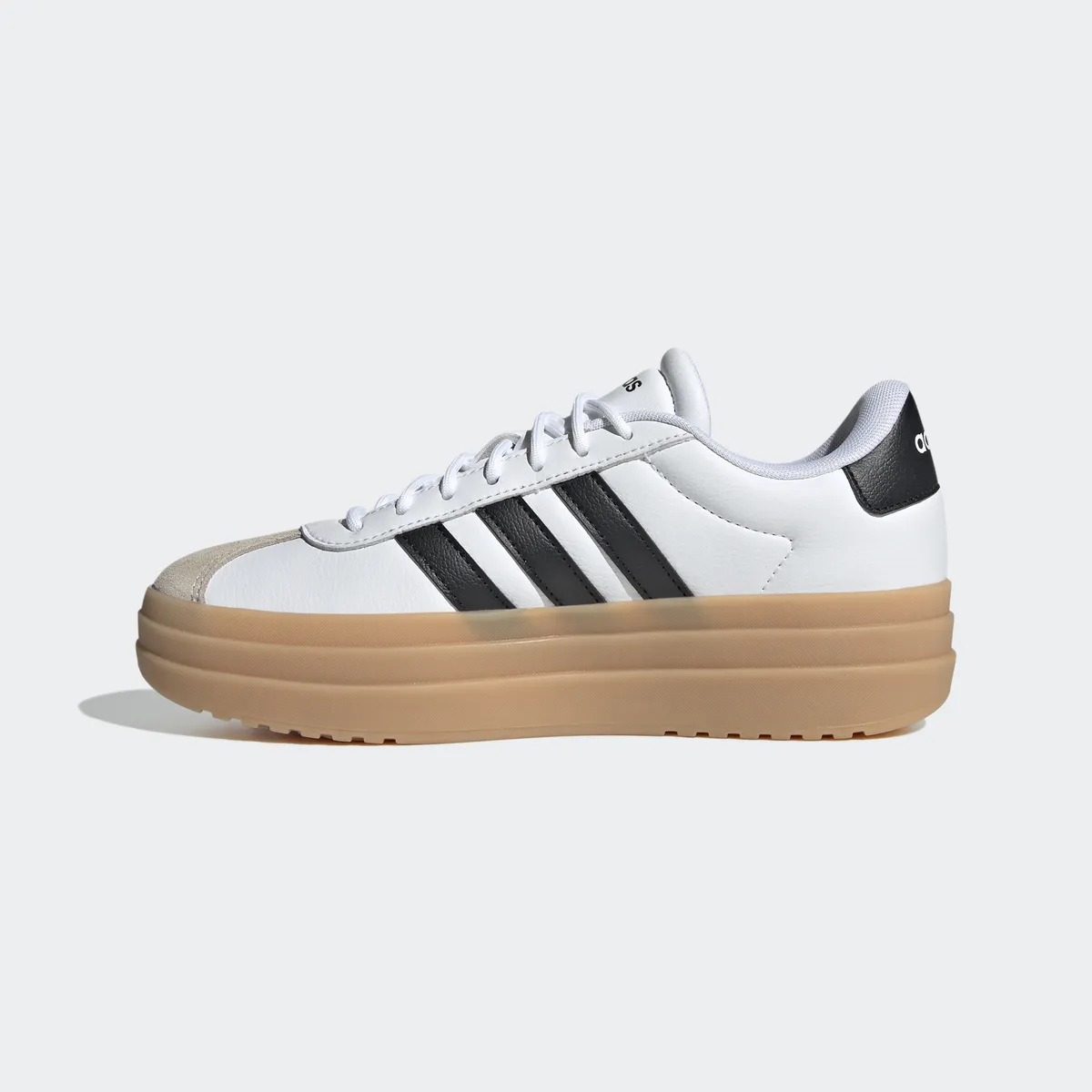 Кроссовки Adidas Sportswear "VL COURT BOLD", дизайн по стопам Adidas Gazelle Bold, цвет Cloud White / Core Black / Wonder Beige — фото 3