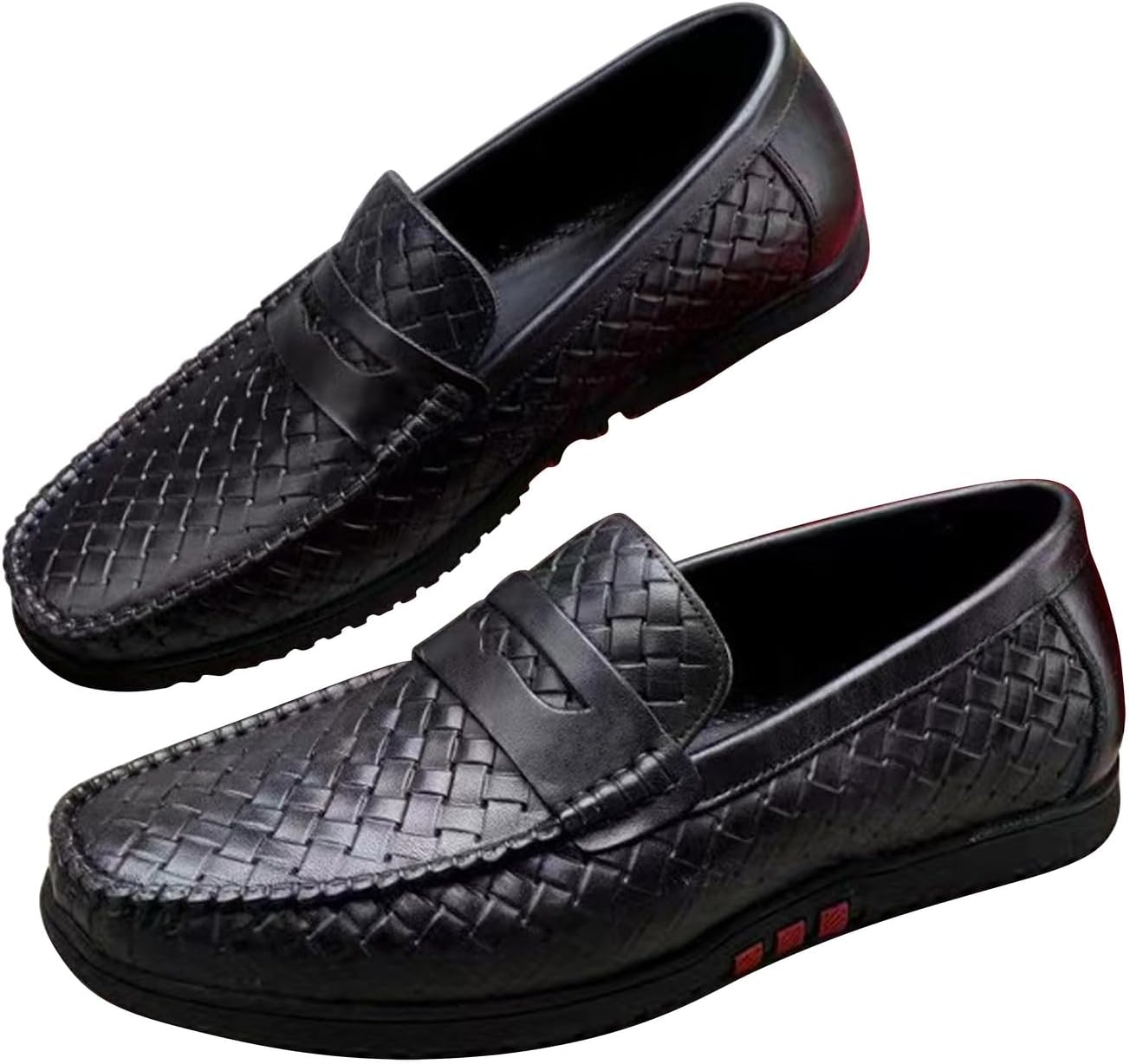 

Мужские повседневные кожаные слипоны Santimon Mens, лоферы с отделкой пенни, удобные дышащие мокасины для прогулок, летние ботинки и прогулок на лодке, черный