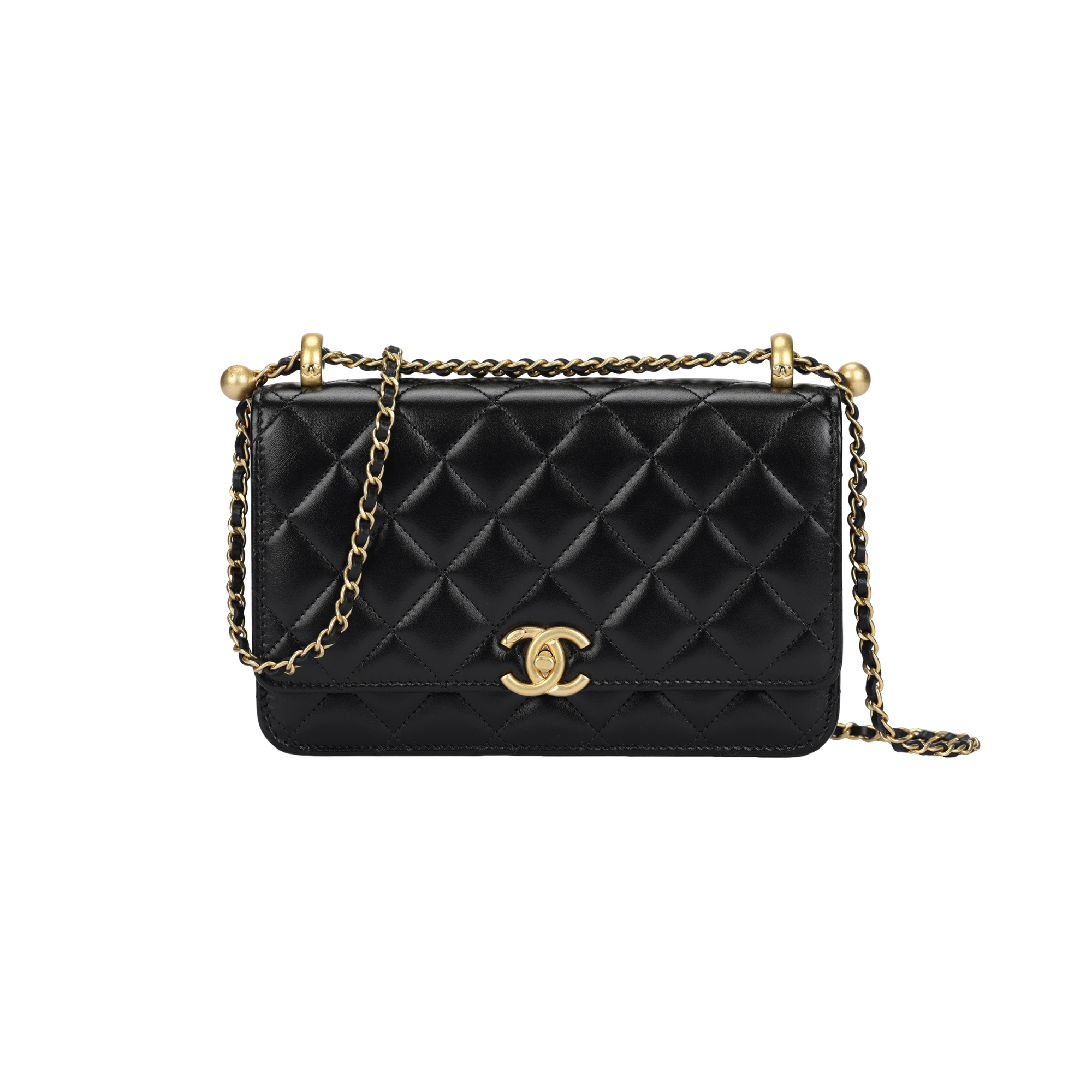 

CHANEL Металлическая цепочка кошелек на цепочке с застежкой-кнопкой из телячьей кожи
