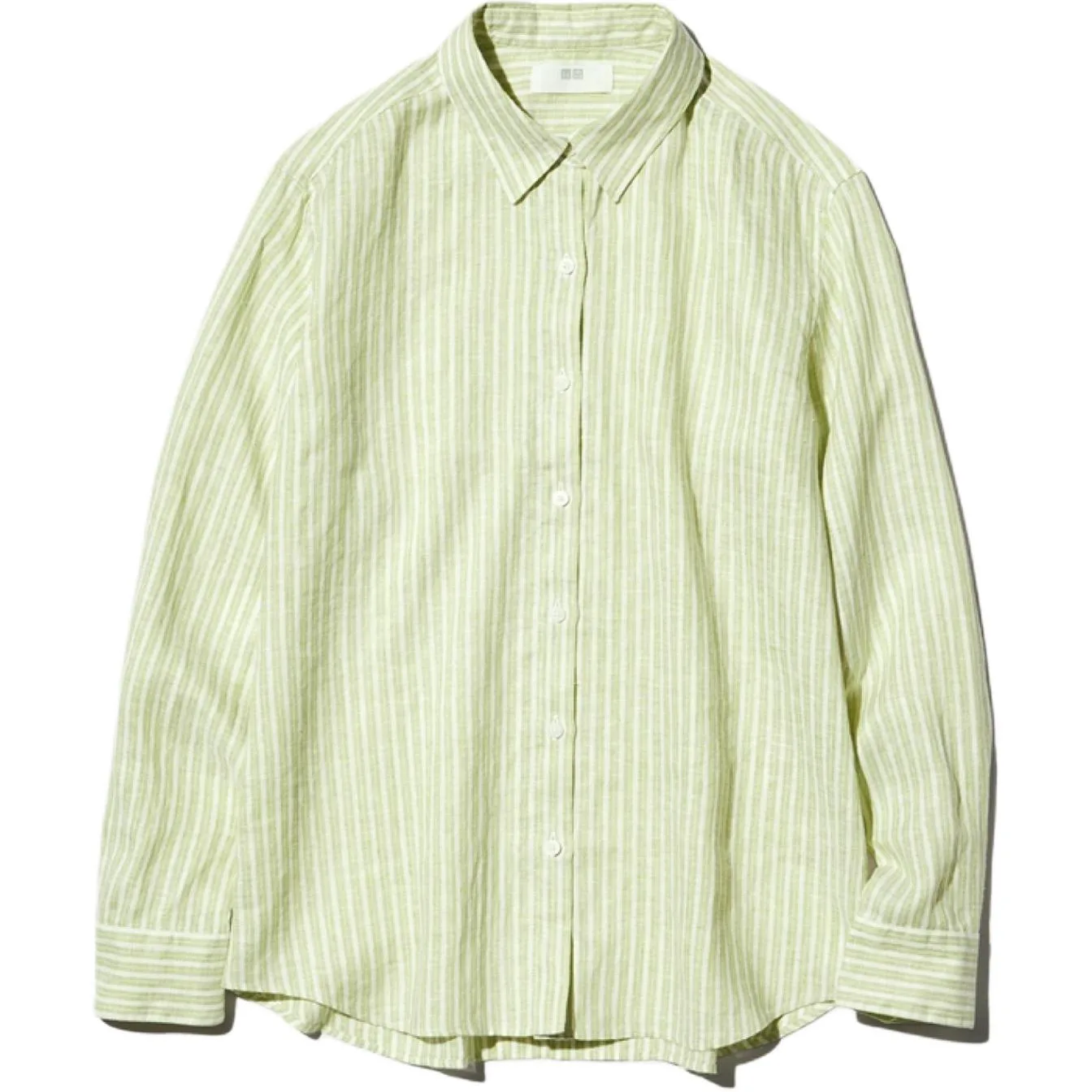 UNIQLO Рубашка женская травянисто-зеленая с лацканами