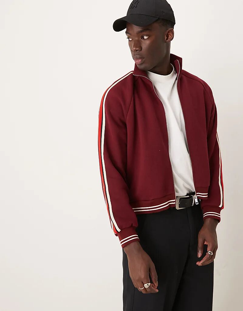 

Свободная спортивная куртка с кантом бордового цвета ASOS DESIGN