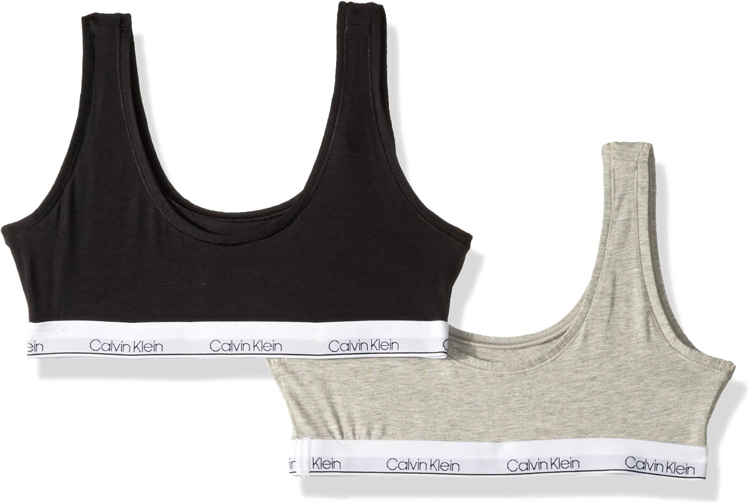 Бюстгальтеры-бралетты Calvin Klein Girls Modern Cotton, поштучно и в упаковке, Heather Grey/Classic Black — фото 3