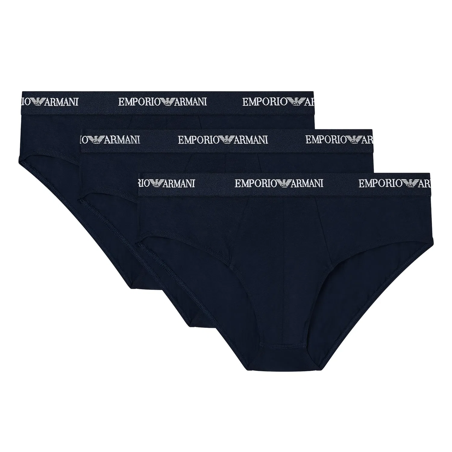 Слипы, 3 шт., хлопок с эластаном Emporio Armani, темно-синий