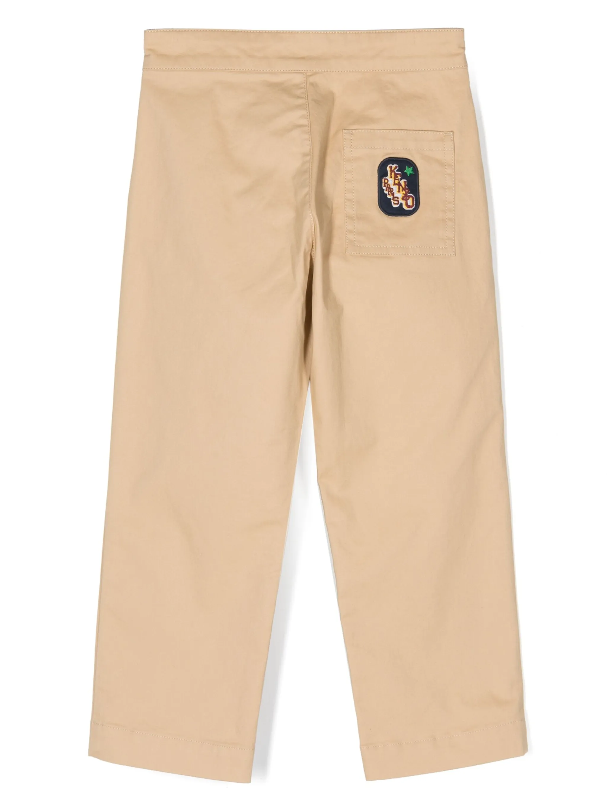 Прямые брюки с нашивкой-логотипом Kenzo Kids, бежевый — фото 2
