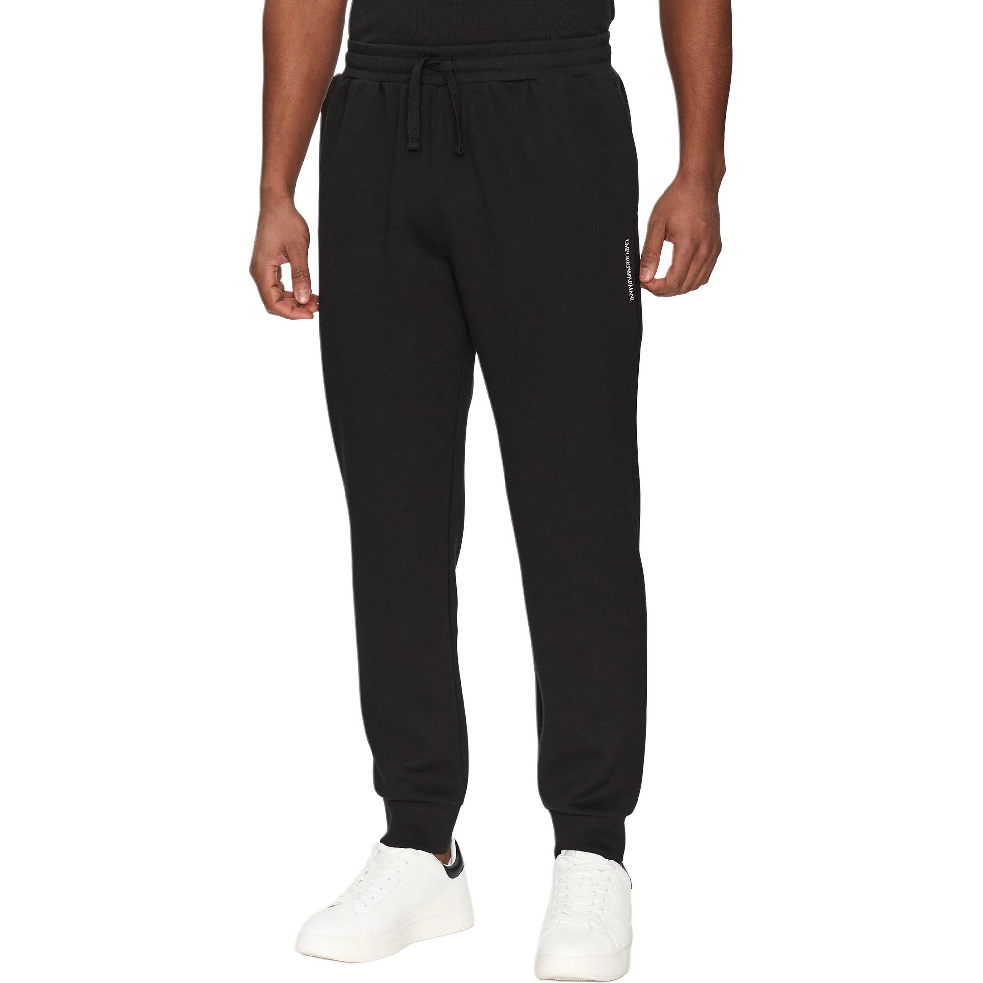 

Брюки с вышитым логотипом и манжетами EMPORIO ARMANI, черный