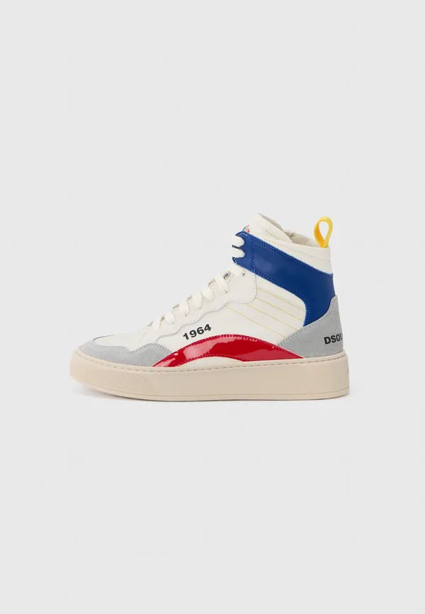 Унисекс высокие кроссовки Dsquared2, Off White/Grey/Cobalt/Yellow