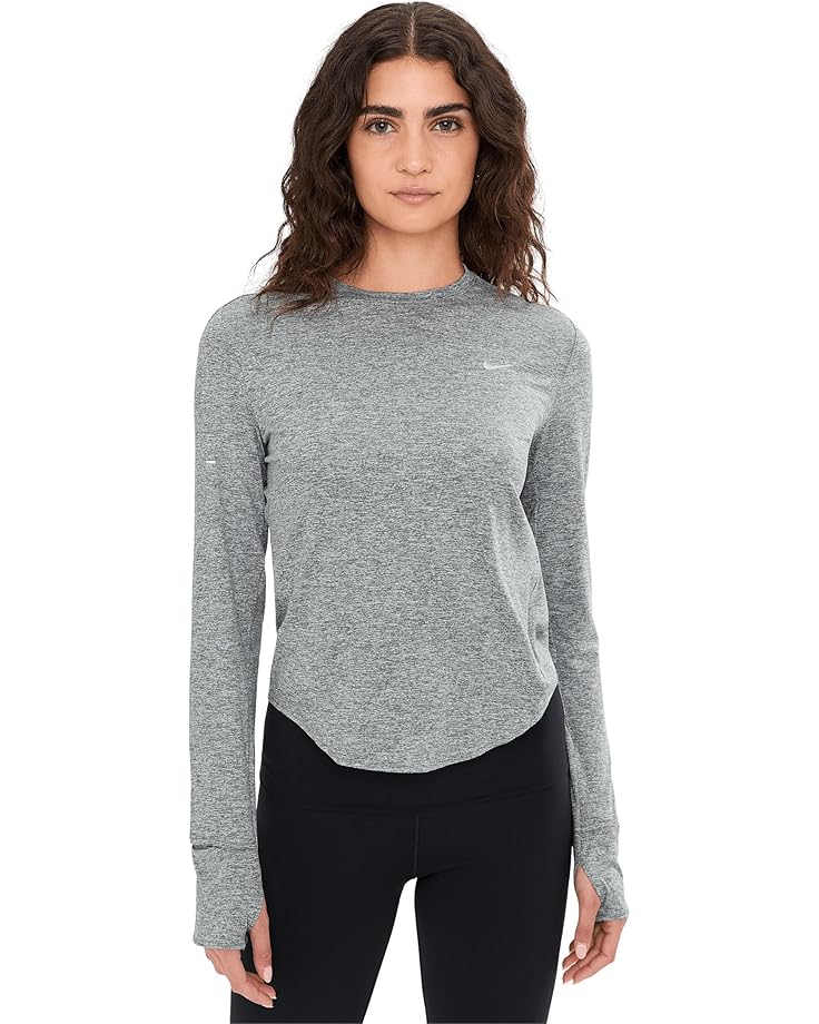 

Женская футболка Nike Swift Dri-Fit Ultraviolet с длинным рукавом и круглым вырезом, Smoke Grey/Heather/Reflective Silver