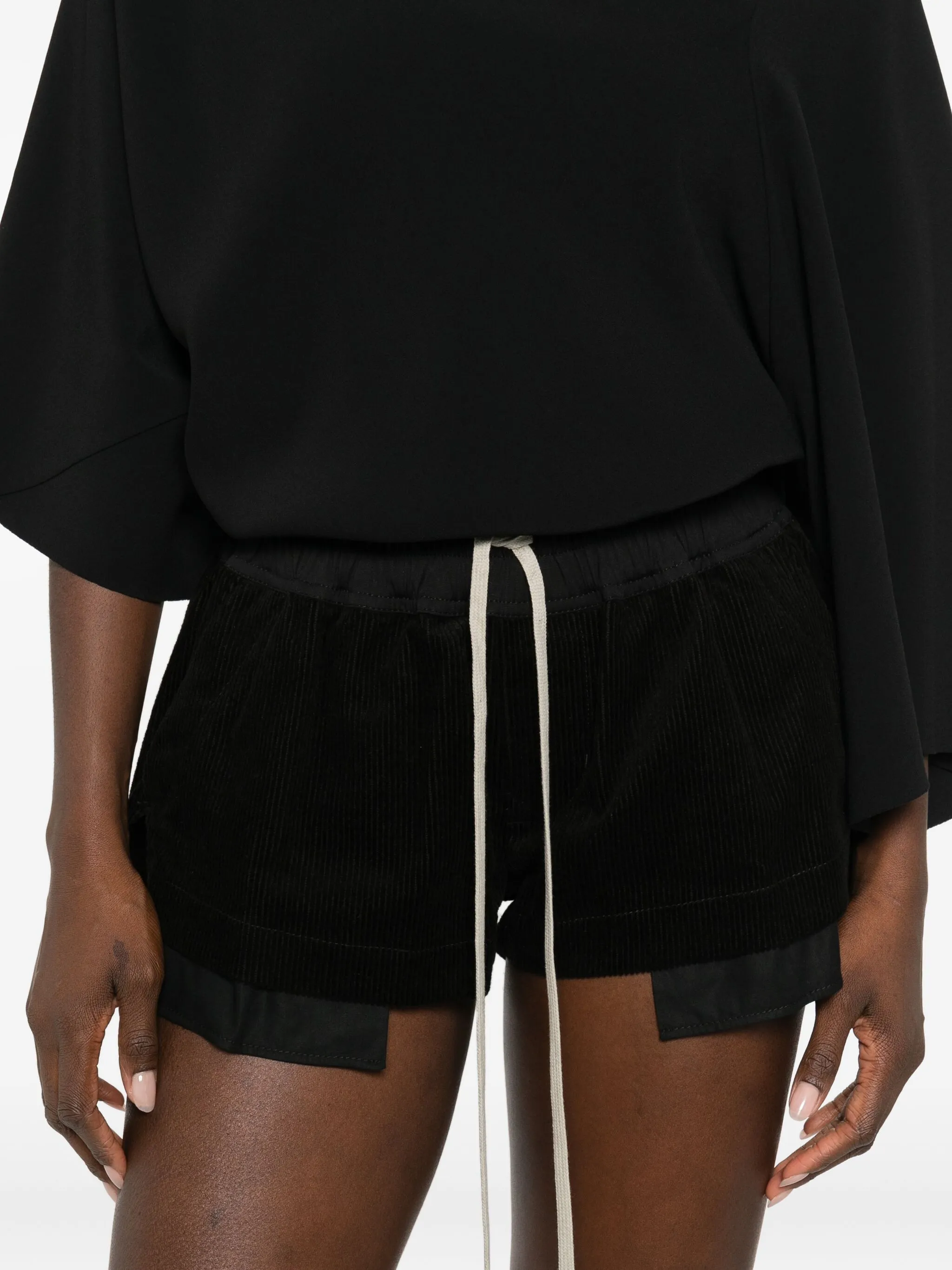 

Шорты из лисьего вельвета Rick Owens, черный