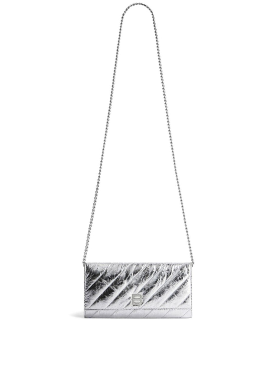 

Balenciaga стеганый кошелек Crush с эффектом металлик, серебристый