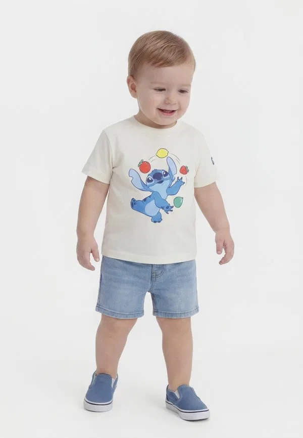 Футболка с принтом stitch, новая, кремового цвета Gap, New Off-White