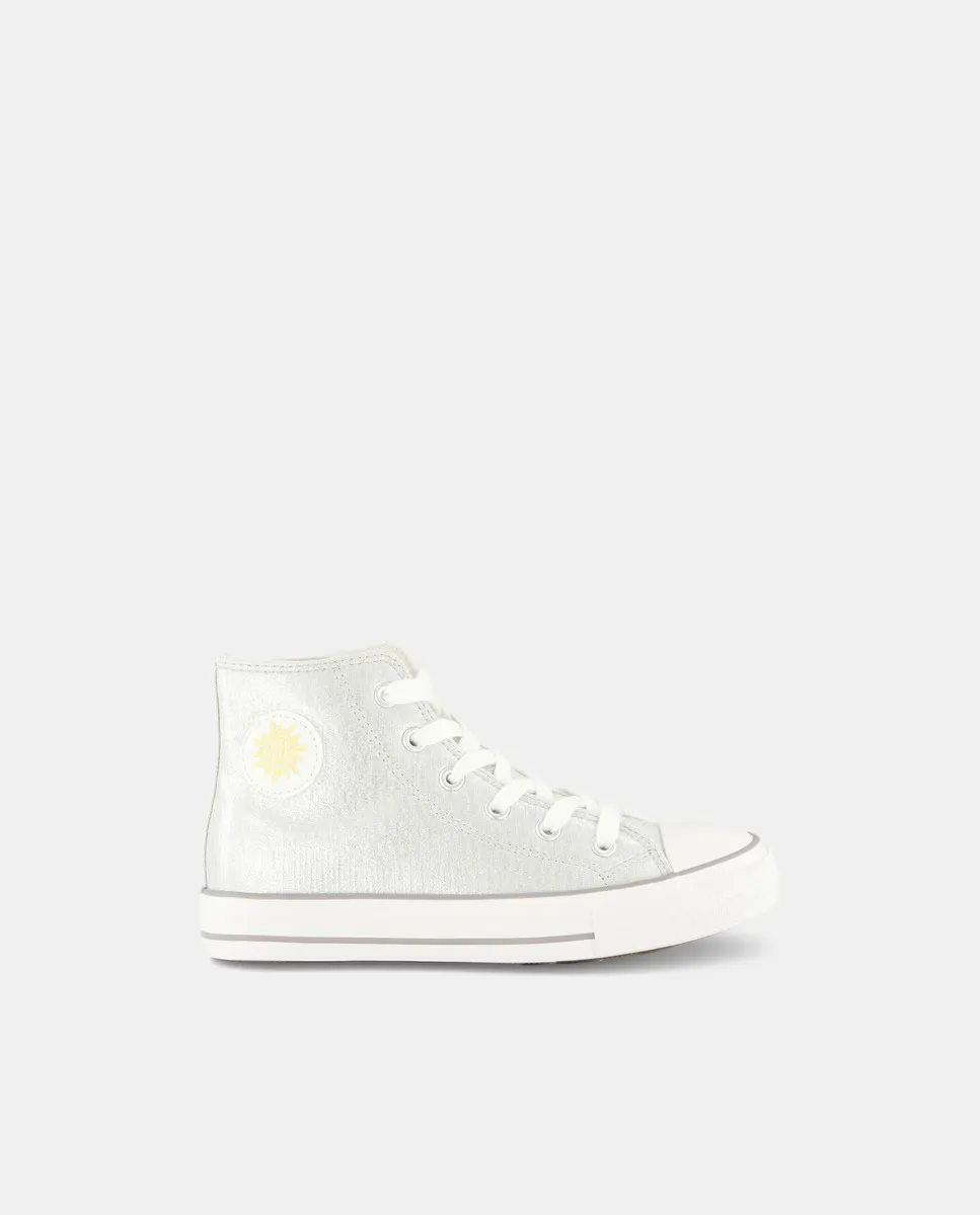 

Девичьи парусиновые кроссовки на шнурках Kids El Corte Inglés, серебряный