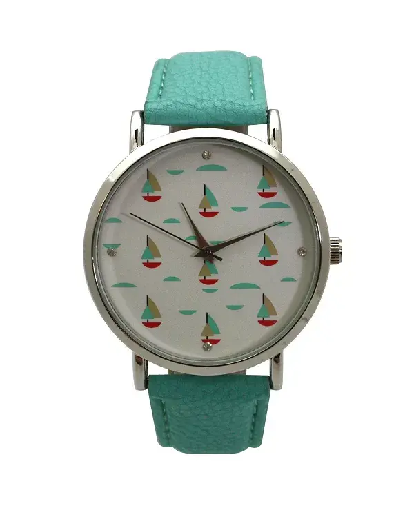 

Женские часы с циферблатом из бирюзовой искусственной кожи в виде парусных лодок Olivia Pratt, teal