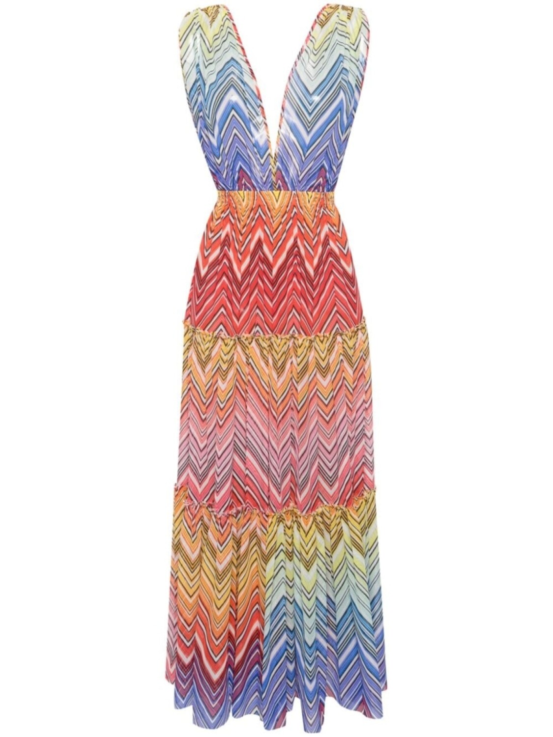 

Missoni полупрозрачное платье макси с узором зигзаг, красный