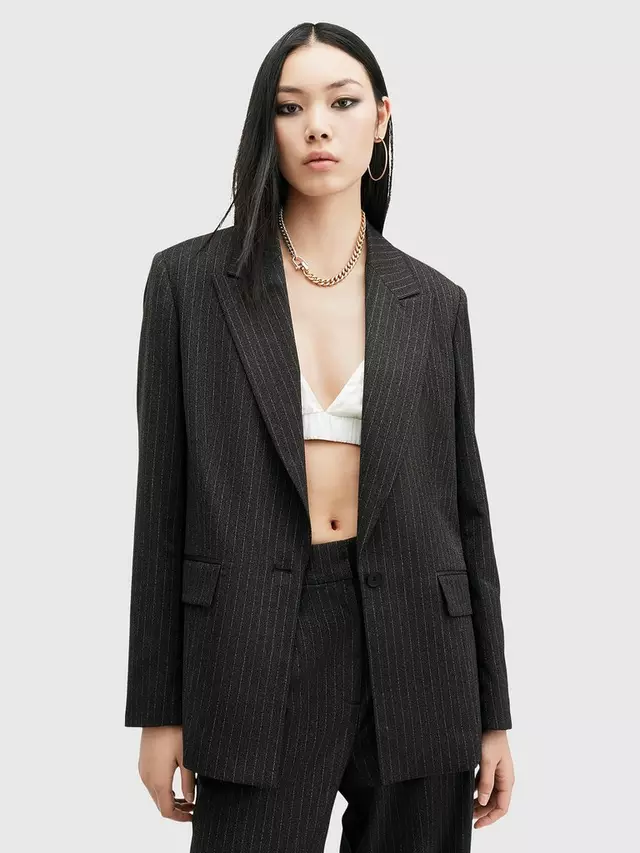 

Блейзер AllSaints Averie Pinstripe, серый