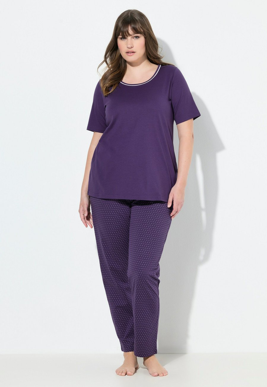 

Пижамный комплект Ulla Popken PUNKTE RUNDHALS HALBARM SET, Aubergine/Purple