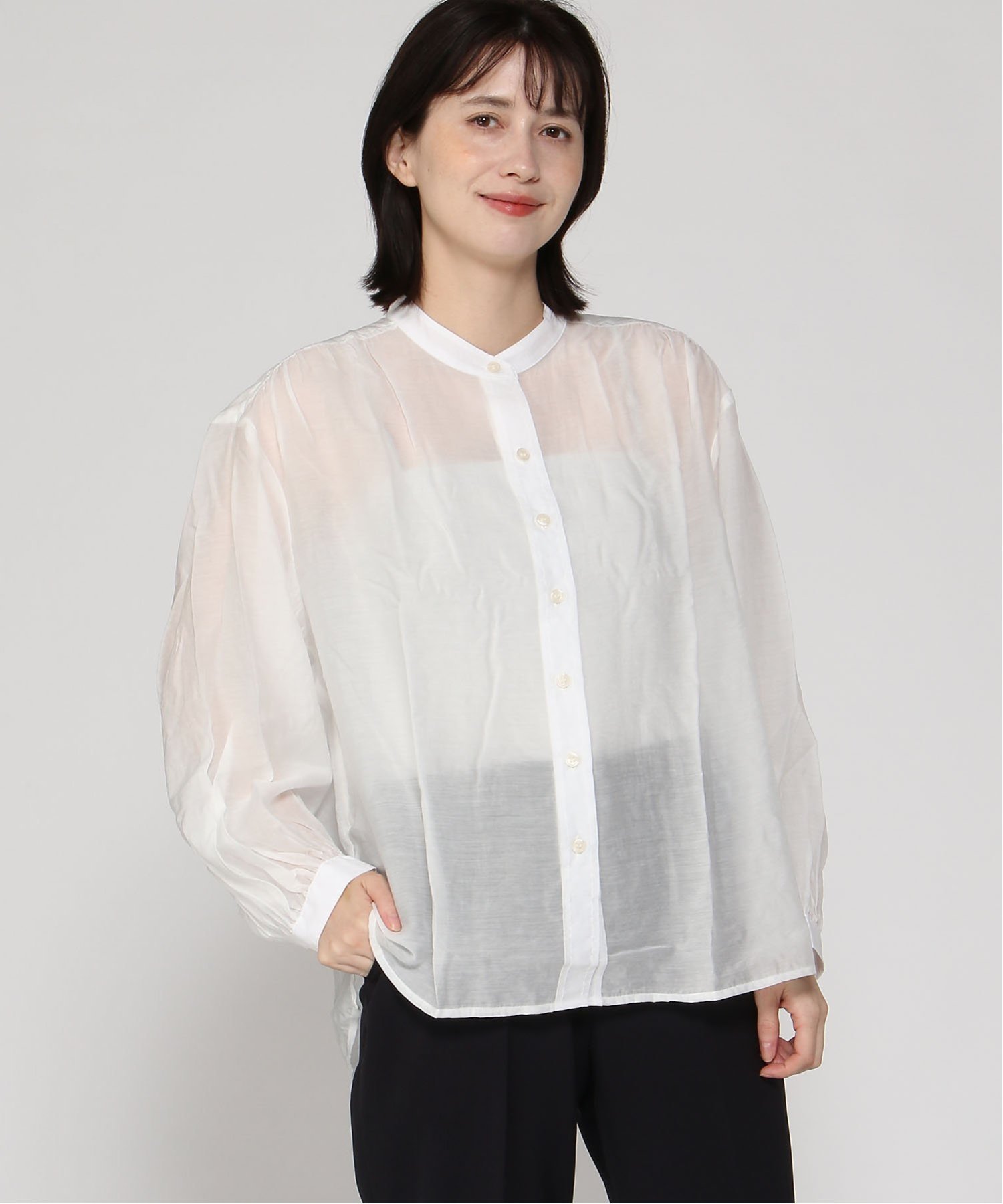 (W) Прозрачная рубашка на пуговицах спереди GAP, NEW_OFF_WHITE — фото 4