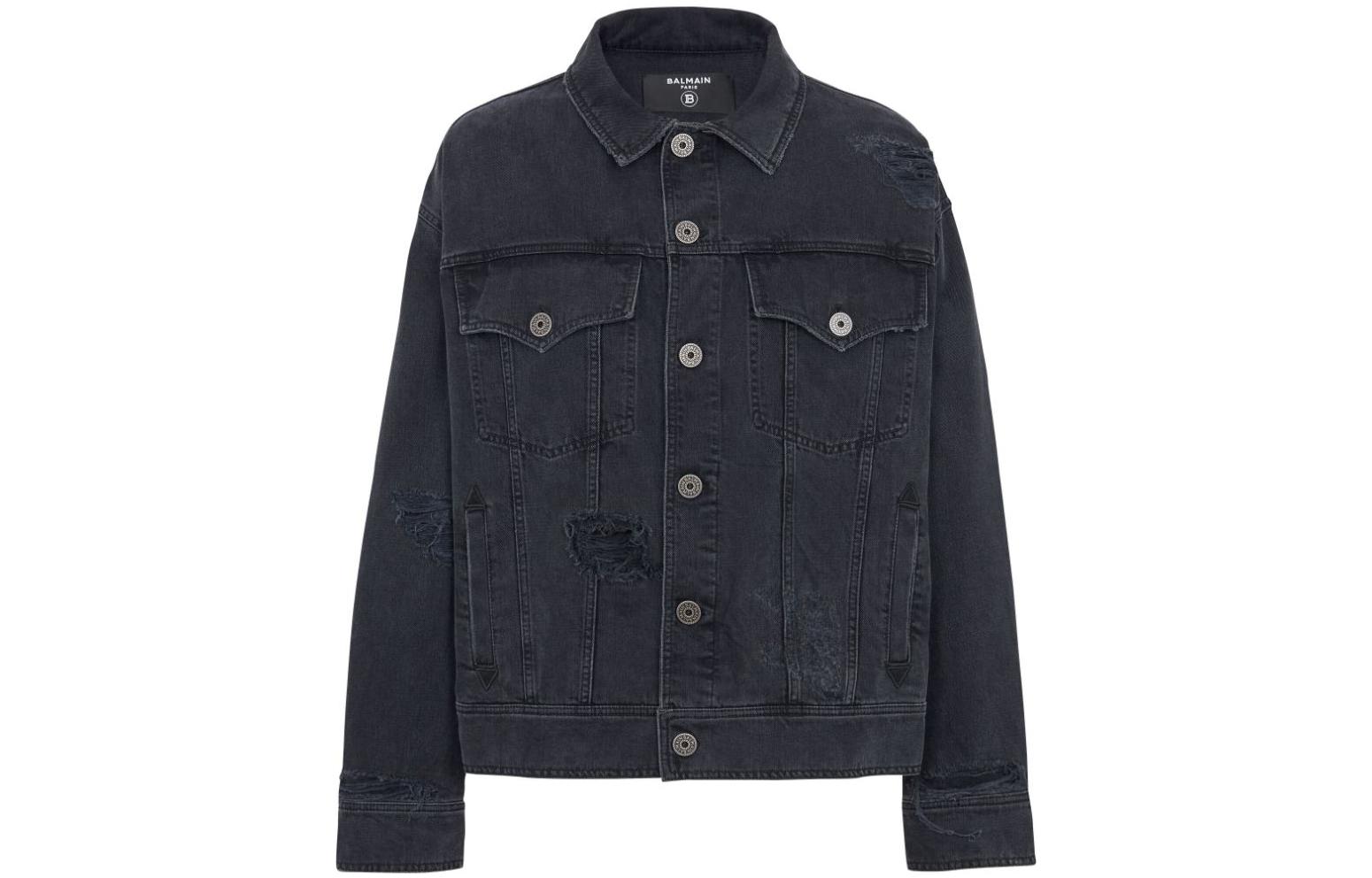 

BALMAIN Потертая джинсовая куртка, Black