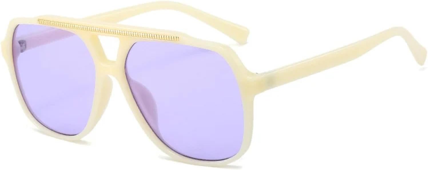 

Женские солнцезащитные очки с двойной перемычкой, модные, с прозрачными градиентными линзами Ocean, защита от УФ-излучения UV400. Мужские солнцезащитные очки с двойной перемычкой HHZZYVY, Beige Purple