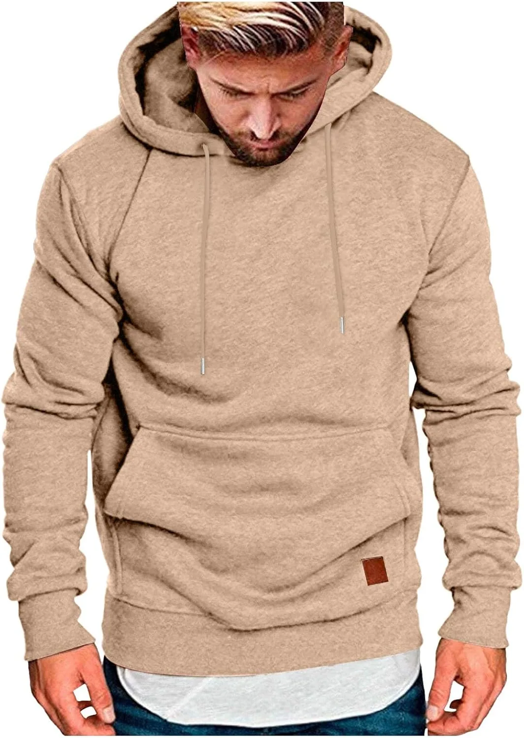 

Мужская толстовка с капюшоном Fleece Casual, свободного кроя, легкая, с карманами