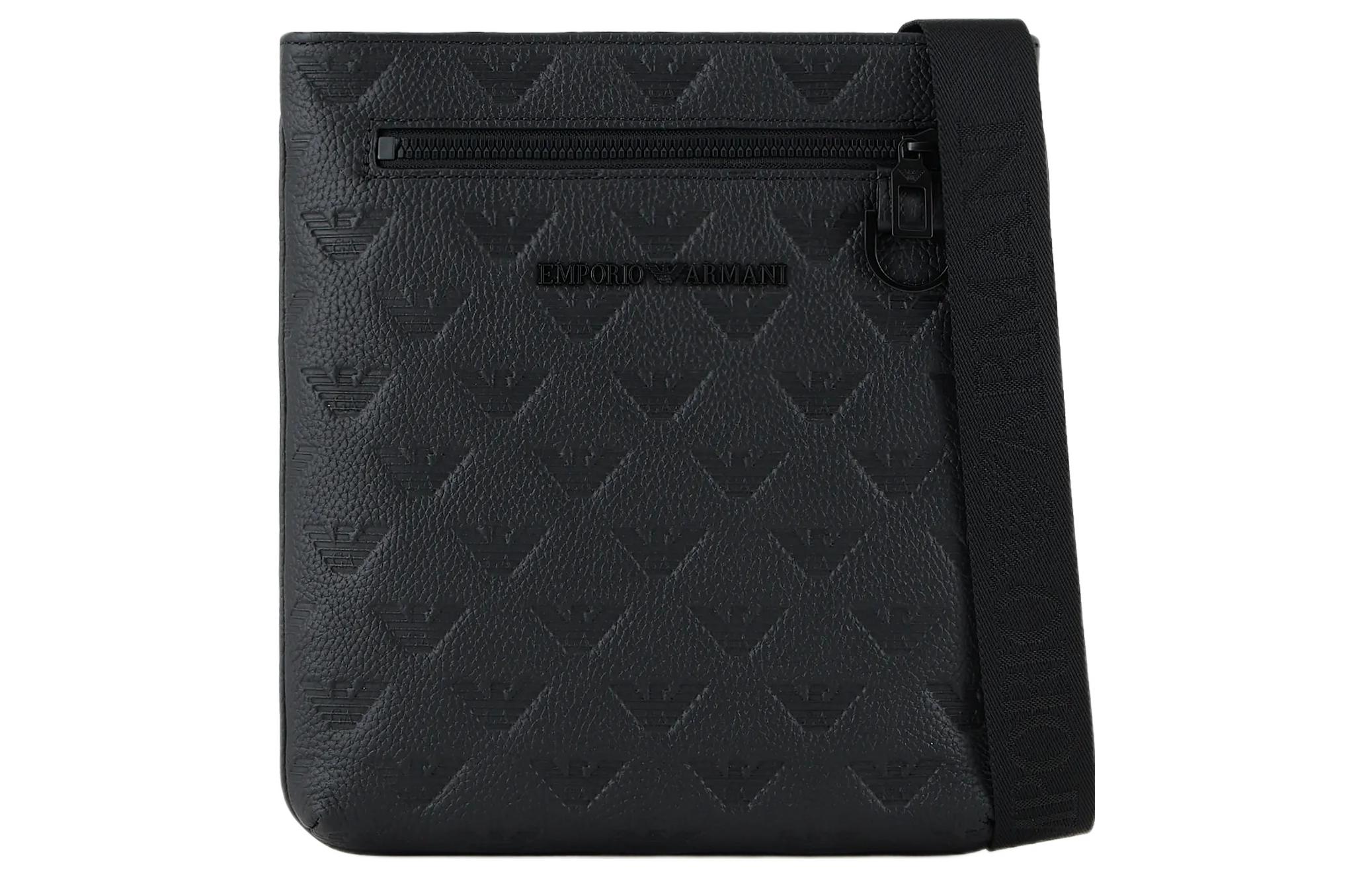 

EMPORIO ARMANI Кожаная сумка через плечо, мужская черная
