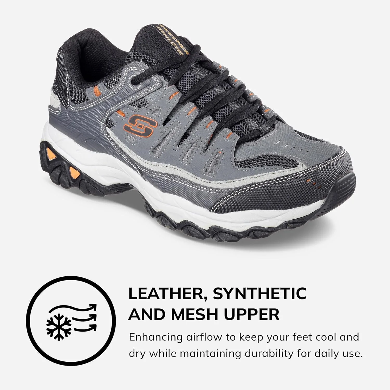 Мужские кроссовки Skechers Sport Afterburn Memory Foam Lace, угольный — фото 3