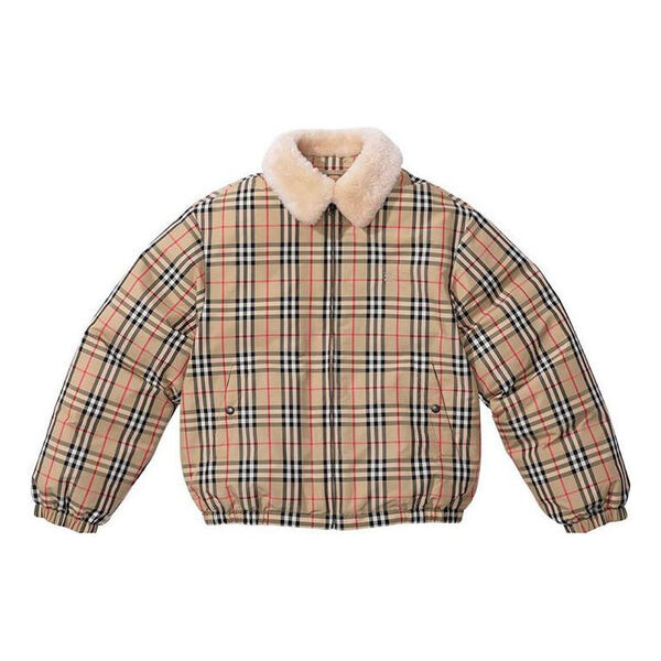 

Куртка x burberry shearling collar down puffer jacket 'tan black white' Supreme, бежевый