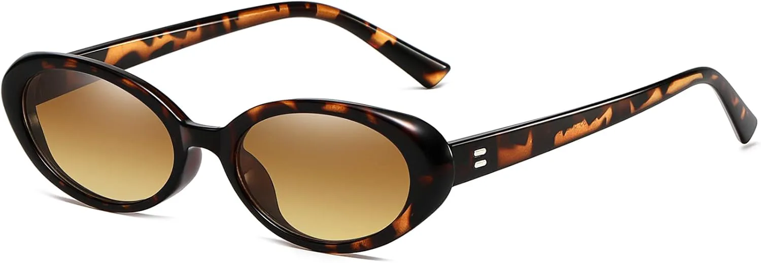 

Солнцезащитные очки AIEYEZO в стиле ретро с овальной оправой для женщин, модные, в маленькой овальной оправе, в винтажном стиле 90-х, Leopard/Brown Gradient